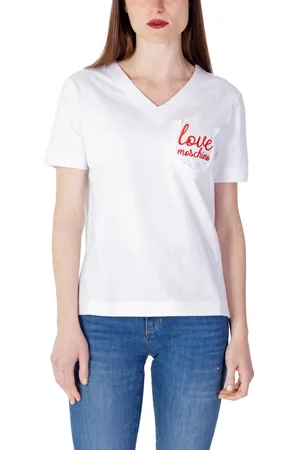 Moschino Womens Plain V-Neck T-Shirt - - 12