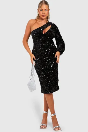 Boohoo Womens Plus Sequin Cut Out One Shoulder Dress - - 24