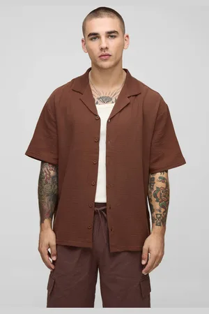 Boohoo Oversized Revere Cheesecloth Shirt - - XL