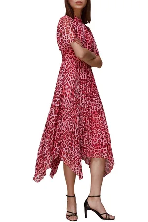 Whistles Womens Jungle Cheetah Pleated Dress Animal Print - - 8