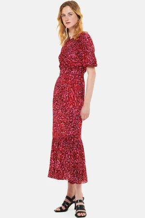 Whistles Womens Waving Leopard Midi Dress Animal Print - - 12