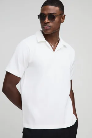 Boohoo Regular Fit Pleated Revere Short Sleeve Polo - - XS