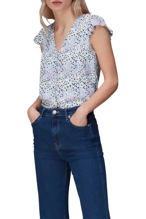 Whistles Womens Tulip Frill Sleeve Top Floral - - 8