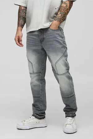 Boohoo Slim Moto Panelled Gusset Let Down Hem Jeans - - 34R