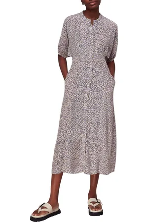 Whistles Womens Dashed Leopard Midi Dress - - 10