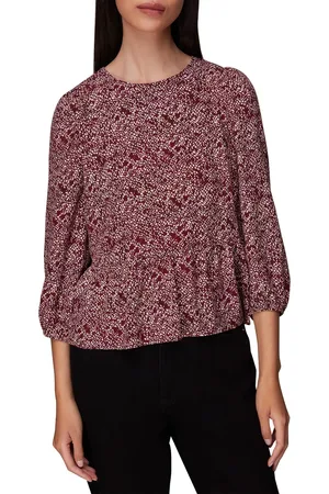 Whistles Womens Rough Weave Cut Out Peplum Top - - 6