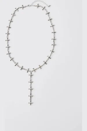 Boohoo Silver Cross Necklace - - One Size