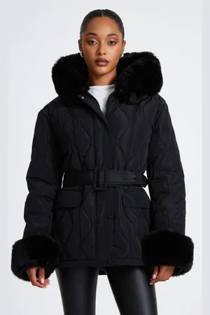 Quiz Womens Faux Fur Trim Jacket - 6