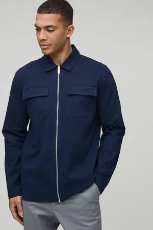 Boohoo Regular Fit Long Sleeve Zip Fastening Twill Overshirt - - M