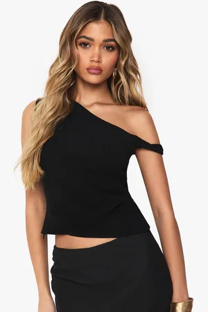 Boohoo Womens Twist Detail Off The Shoulder Linen Look Crop Top - - 16