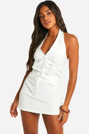 Boohoo Womens Ruched Front Halterneck Waistcoat - - 10