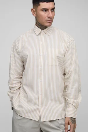 Boohoo Tall Stripe Oversized Long Sleeve Shirt - - L