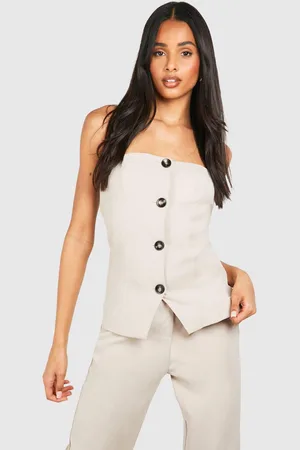 Boohoo Womens Tall Woven Tailored Bandeau Button Waistcoat - - 16