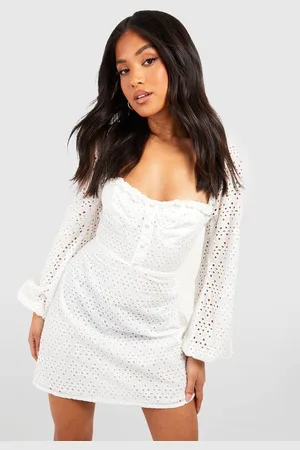 Boohoo Womens Petite Broderie Anglaise Button Through Dress - - 16