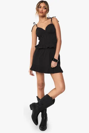 Boohoo Womens Ruffle Hem Poplin Mini Skirt - - 16