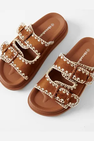 Threadbare Womens Contrast Stitch Chunky Sliders - - 5