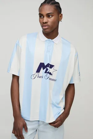 Boohoo Oversized Homme Collared Stripe Sports Top - - S