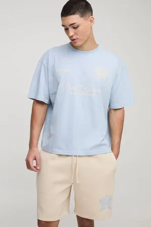 Boohoo Oversized Boxy Homme Embroidered T-Shirt & Short Set - - L
