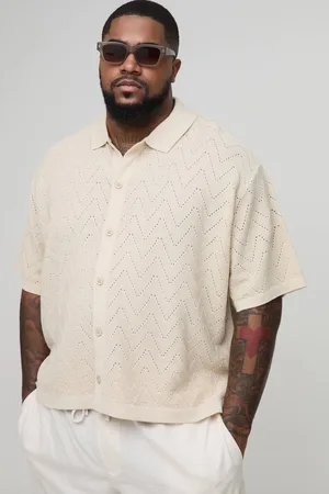 Boohoo Plus Short Sleeve Boxy Open Stitch Knitted Shirt - - 2XL