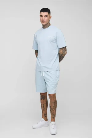 Boohoo Tall Man Embroidered Regular Fit T-Shirt & Loose Fit Short Set - - XL