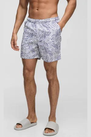 Boohoo Pattern Printed Mid Length Swim Short - - XS