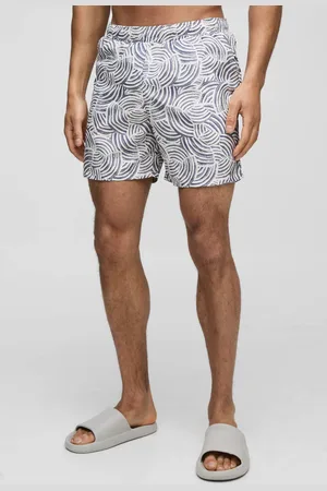 Boohoo Pattern Printed Mid Length Swim Short - - M