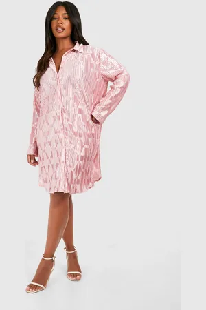 Boohoo Womens Plus Satin Crinkle Shirt Dress - - 26