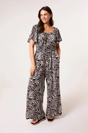 Blue Vanilla Womens Shirred Waist Jumpsuit - L/XL