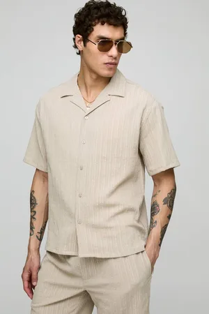 Boohoo Oversized Textured Short Sleeve Shirt & Short Set - - XL