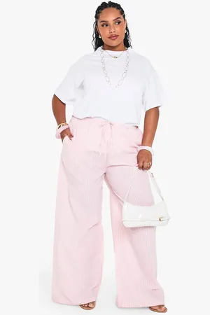 Boohoo Womens PLUS STRIPE DRAWSTRING WIDE LEG TROUSER - - 28