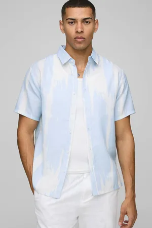 Boohoo Regular Short Sleeve Slub Large Scale Abstract Shirt - - M
