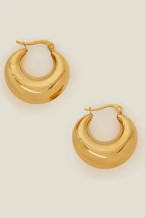 Accessorize Womens 14ct Gold-Plated Chunky Crescent Hoop Earrings - - One Size