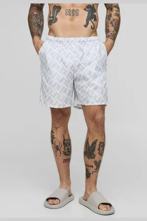 Boohoo Abstract Pattern Printed Mid Length Swim Short - - M