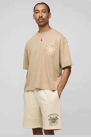 Boohoo Oversized Boxy Mykonos T-Shirt And Short Set - - M
