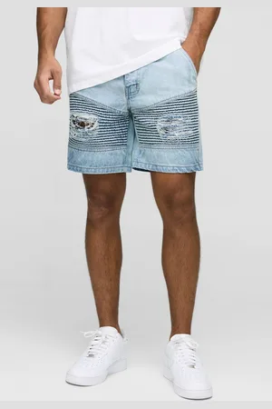 Boohoo Slim Rigid Ripped Biker Denim Shorts - - 28