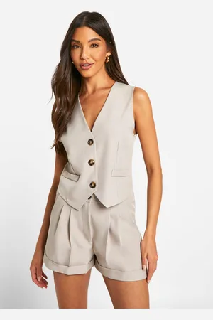 Boohoo Womens Textured Linen Look Fitted Waistcoat - - 12