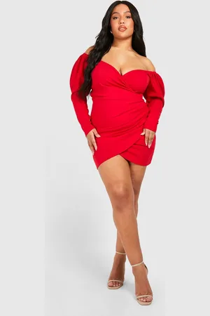 Boohoo Womens Plus Bardot Wrap Bodycon Dress - - 26