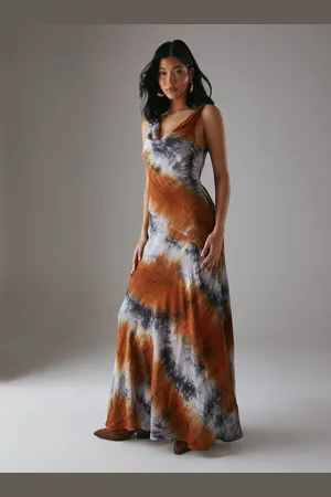 warehouse Womens Tie Dye Cowl Neck Maxi Dress - - 16