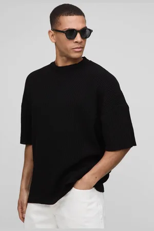 Boohoo Boxy Fit Ribbed Knitted T-Shirt and Shorts Set - - M