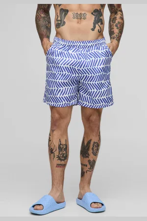Boohoo Pattern Printed Mid Length Swim Short - - M