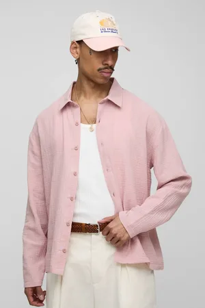 Boohoo Oversized Collared Long Sleeve Cheesecloth Shirt - - M