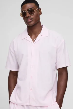 Boohoo Oversized Revere Linen Short Sleeve Shirt - - M
