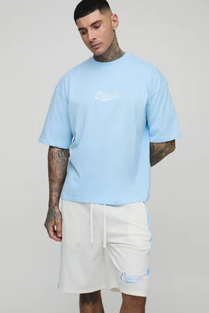 Boohoo Tall Oversized Boxy Official Embroidered T-Shirt & Airtex Basketball Short Set - - M