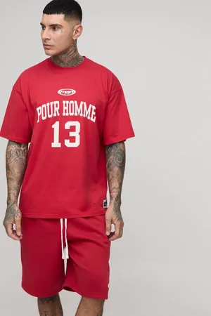 Boohoo Tall Oversized Pour Homme Print T-Shirt & Short Set - - L