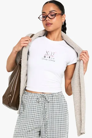 Boohoo Womens Honey Bunny Graphic Baby T-Shirt - - 16