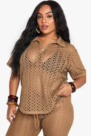 Boohoo Womens Plus Crochet Overhead Beach Shirt - - 18