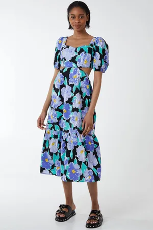 Blue Vanilla Womens Floral Sweetheart Cut Out Dress - - 16