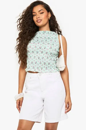 Boohoo Womens SHIRRED DITSY FLORAL SLEEVELESS vest TOP - - 12