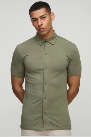 Boohoo Stretch Muscle Fit Jersey Short Sleeve Shirt - - M