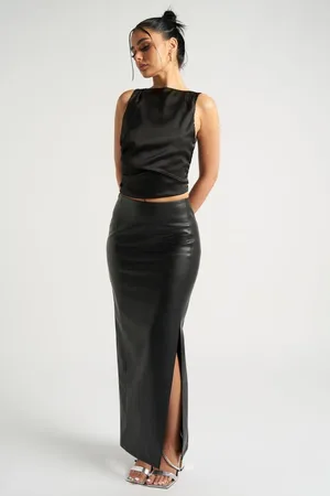 Urban Bliss Womens Maxi Side Split PU Skirt - - 16